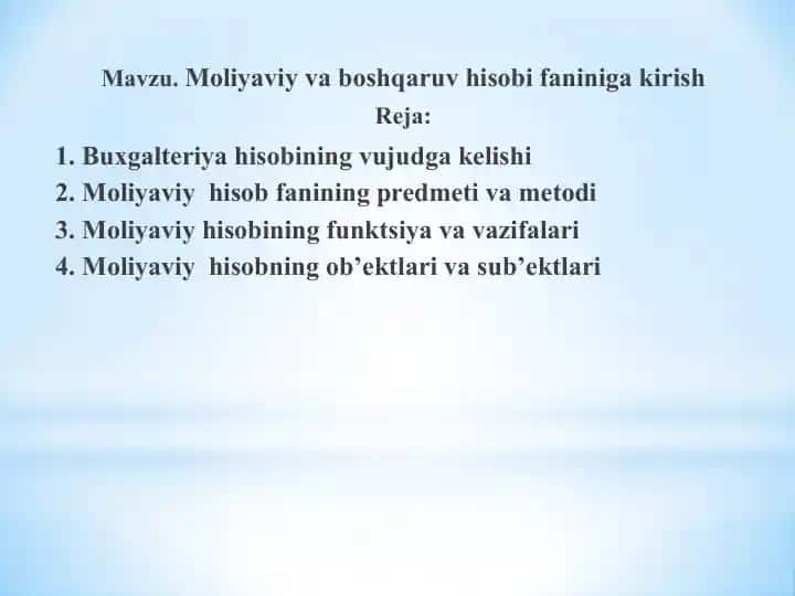 Moliyaviy va boshqaruv hisobi