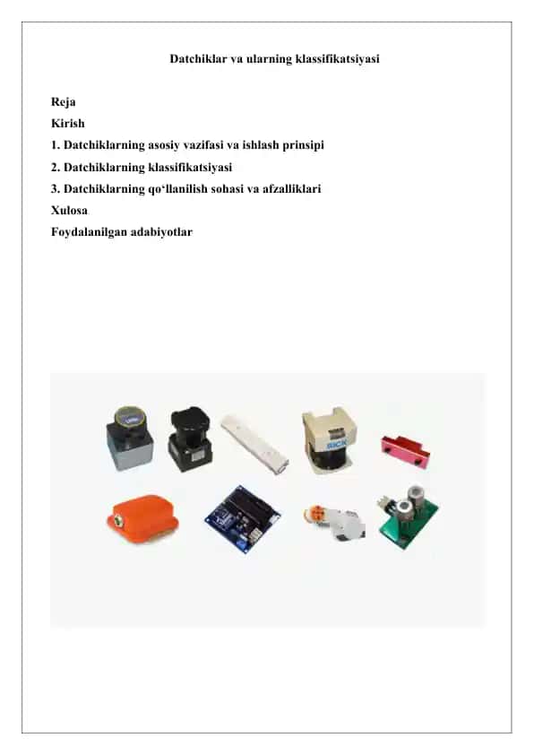 Datchiklar va ularning klassifikatsiyasi