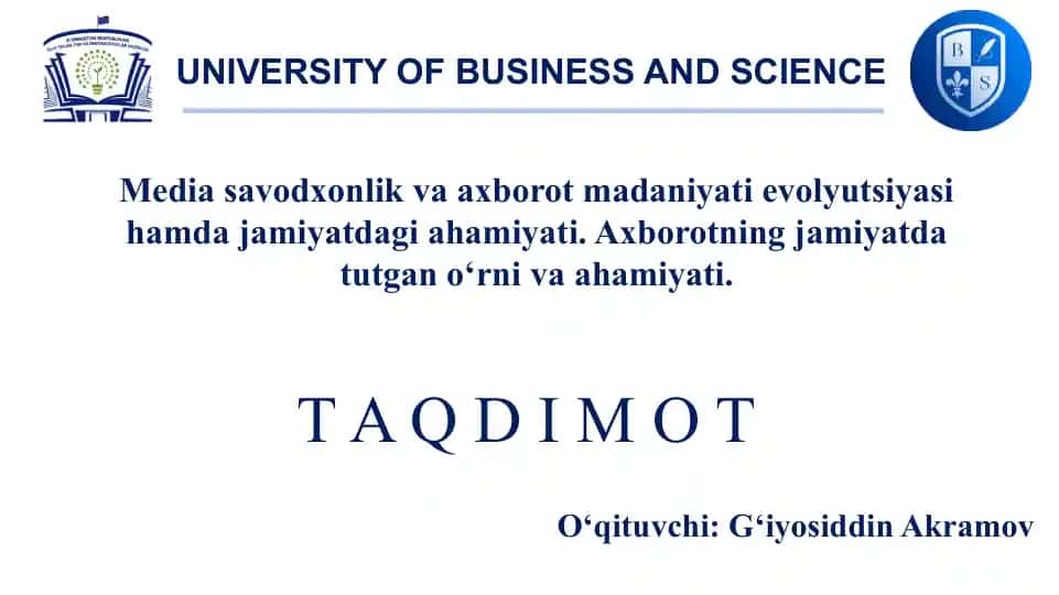 Mediasavodxonlik va axborot madaniyati fanining tarixiy evolutsiyasi