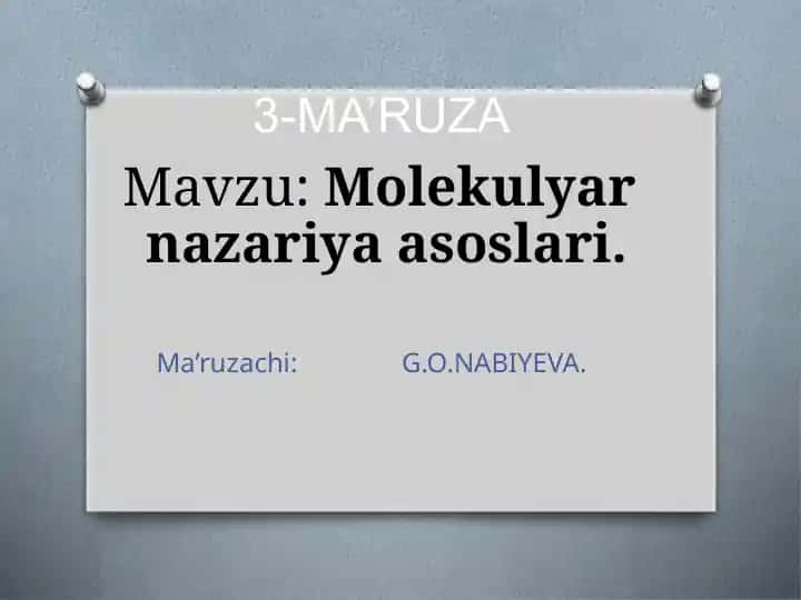Molekulyar nazariya asoslari