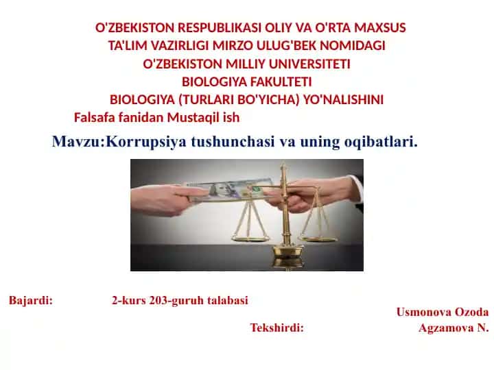 Korrupsiya tushunchasi va uning oqibatlari