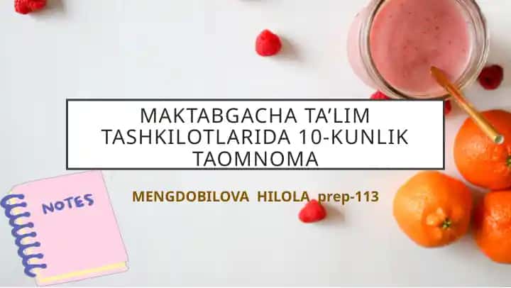 10-kunlik Taomnoma