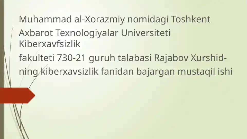 Muhammad al-Xorazmiy nomidagi Toshkent Axbarot Texnologiyalari Universiteti Kiberxavfsizlik fakulteti