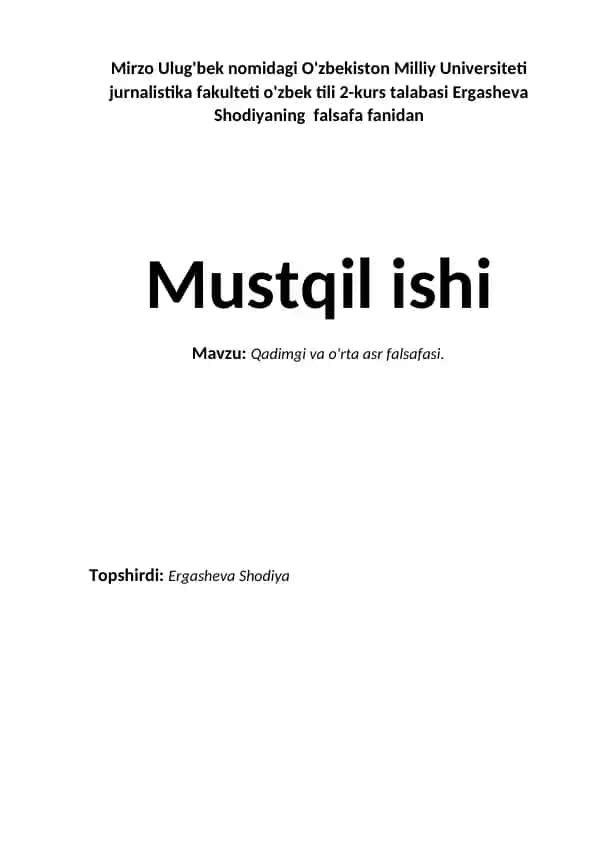 Qadimgi va o'rta asr falsafasi