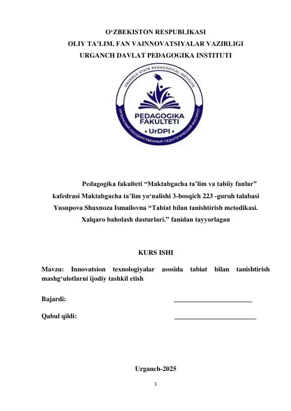 Tabiat bilan tanishtirish metodikasi