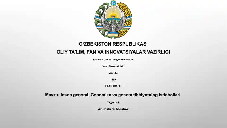 Inson genomi. Genomika va genom tibbiyotning istiqbollari