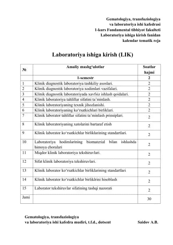 Laboratoriya ishiga kirish (LIK)