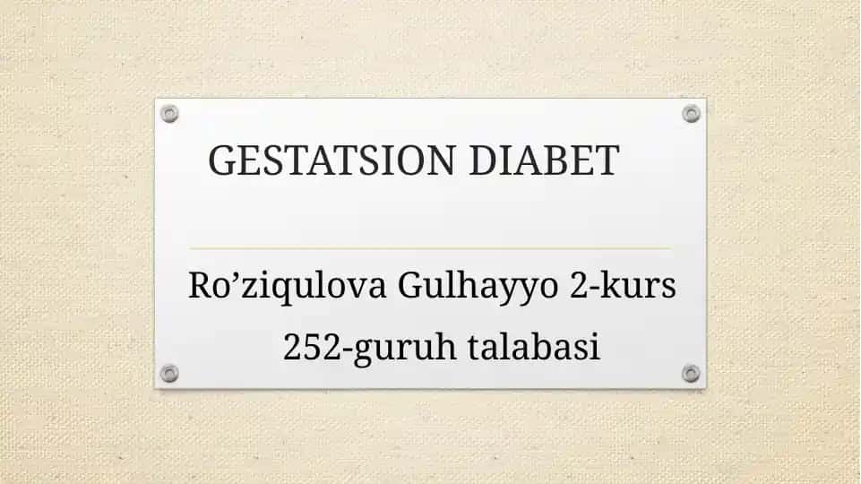 GESTATSION DIABET
