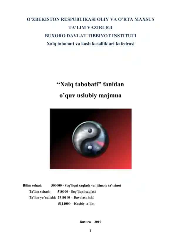 Halq tabobati fanidan o'quv uslubiy majmua