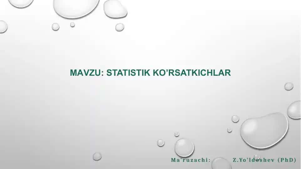Statistik ko’rsatkichlar