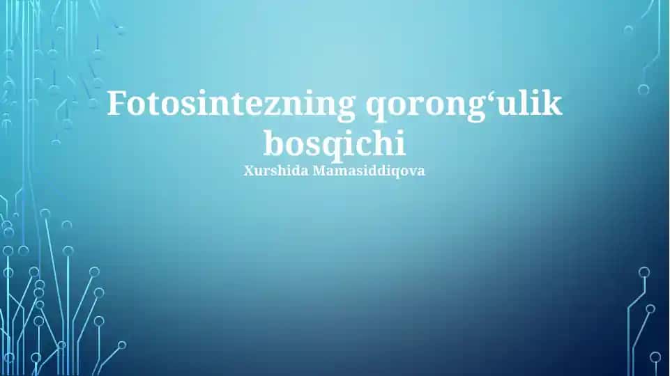 Fotosintezning qorongʻulik bosqichi