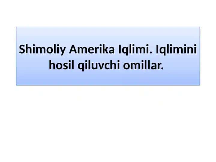 Shimoliy Amerika Iqlimi