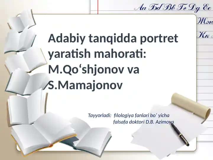 Adabiy tanqidda portret yaratish mahorati