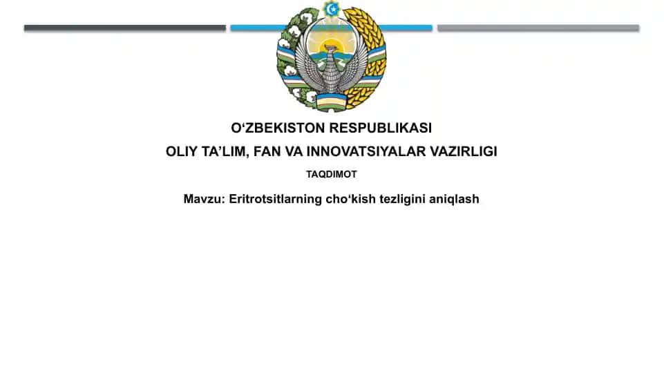 Eritrotsitlarning cho'kish tezligini aniqlash