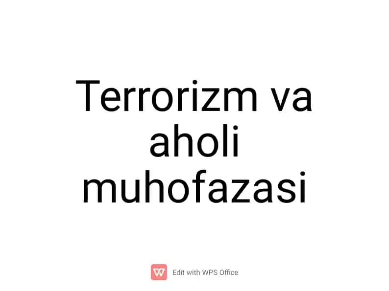 Terrorizm va aholi muhofazasi