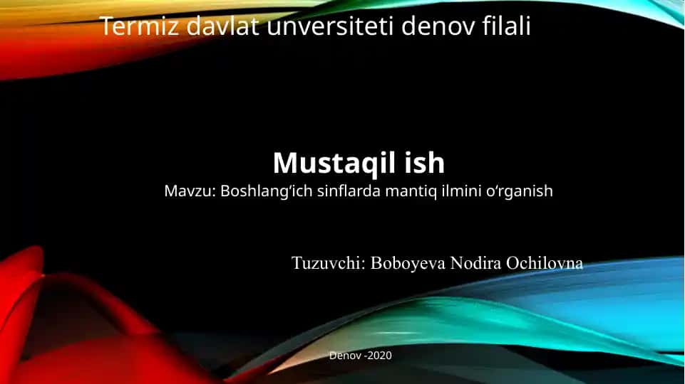Boshlang‘ich sinflarda mantiq ilmini o‘rganish
