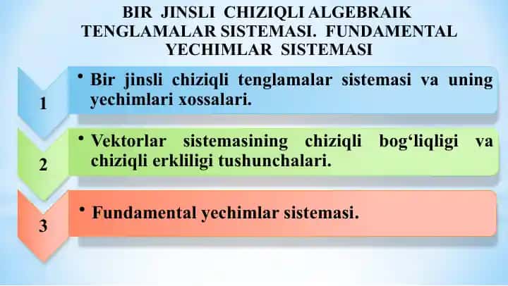 n ta noma’lumli m ta chiziqli tenglamalar sistemasi