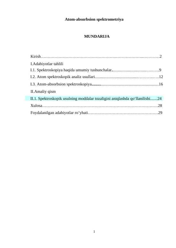 Atom-absorbsion spektrometriya kurs ishi