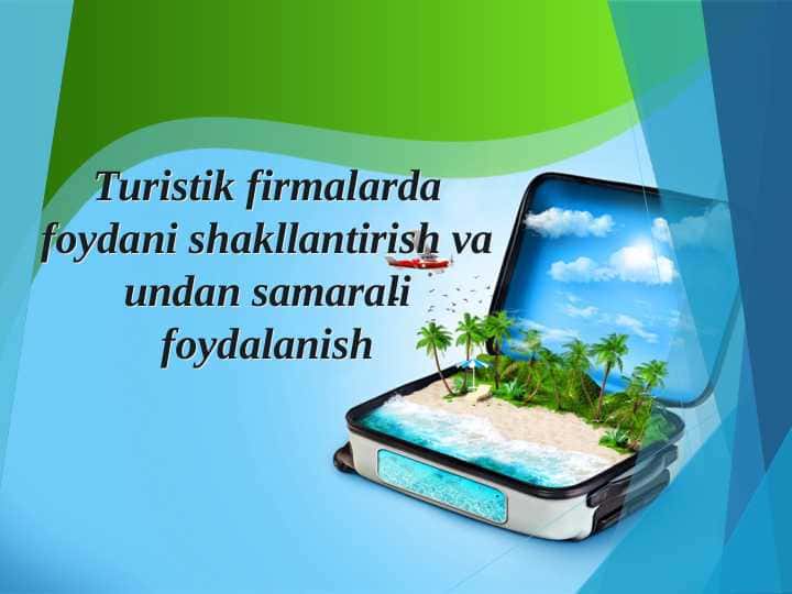 Turistik firmalarda foydani shakllantirish va undan samarali foydalanish