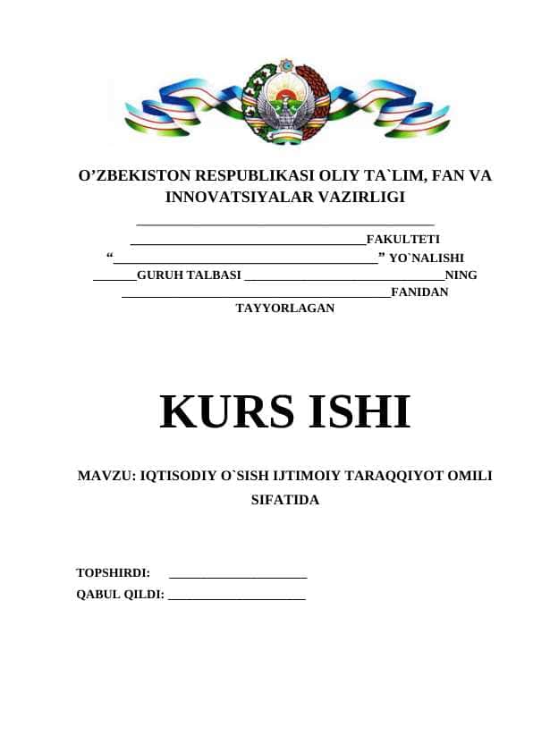 IQTISODIY O`SISH IJTIMOIY TARAQQIYOT OMILI SIFATIDA