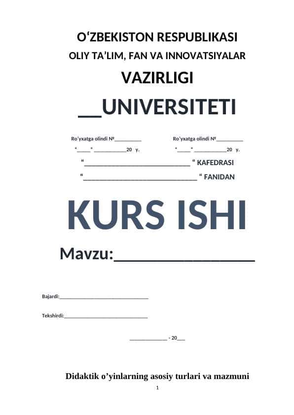 Didaktik o’yinlarning asosiy turlari va mazmuni