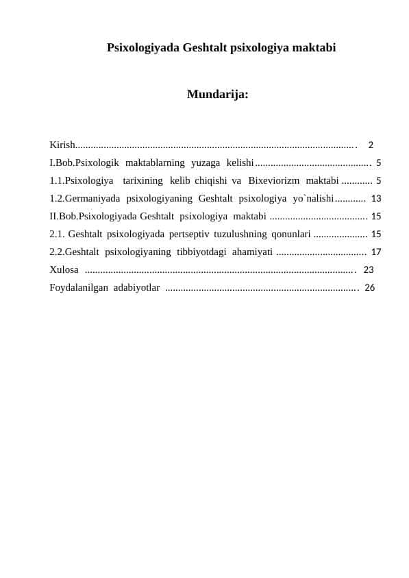 Psixologiyada Geshtalpsixologiya maktabi