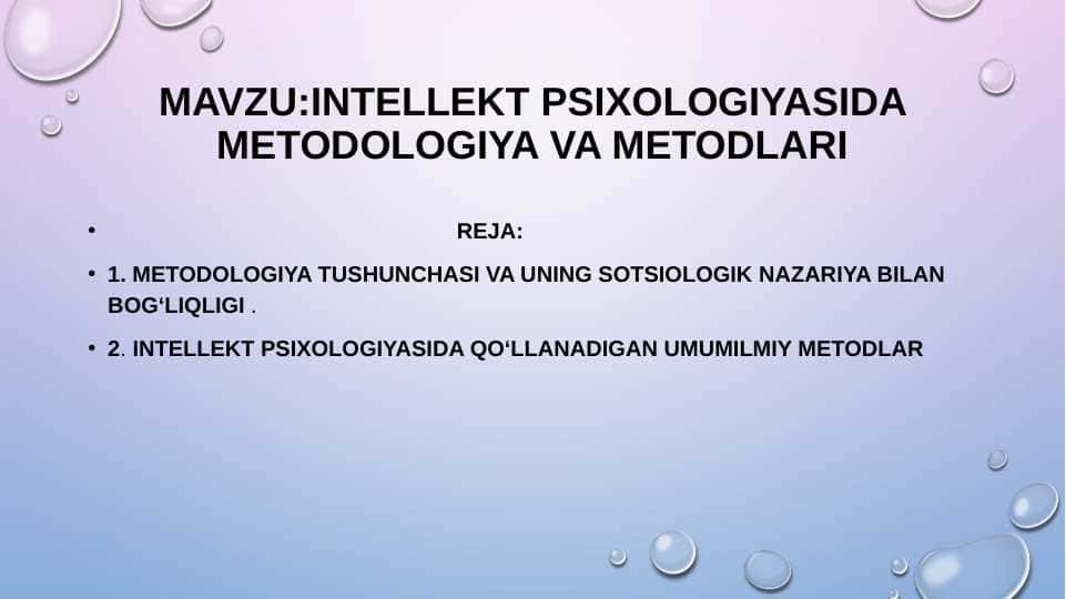 Intellekt psixologiyasida metodologiya
