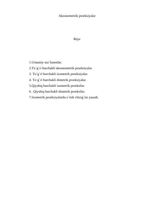 Aksonometrik proeksiyalar