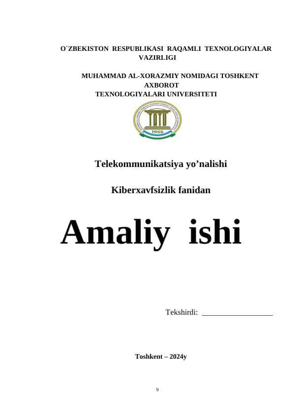 Klassik shifrlash algoritmlarini ishlash tartibini o‘rganish