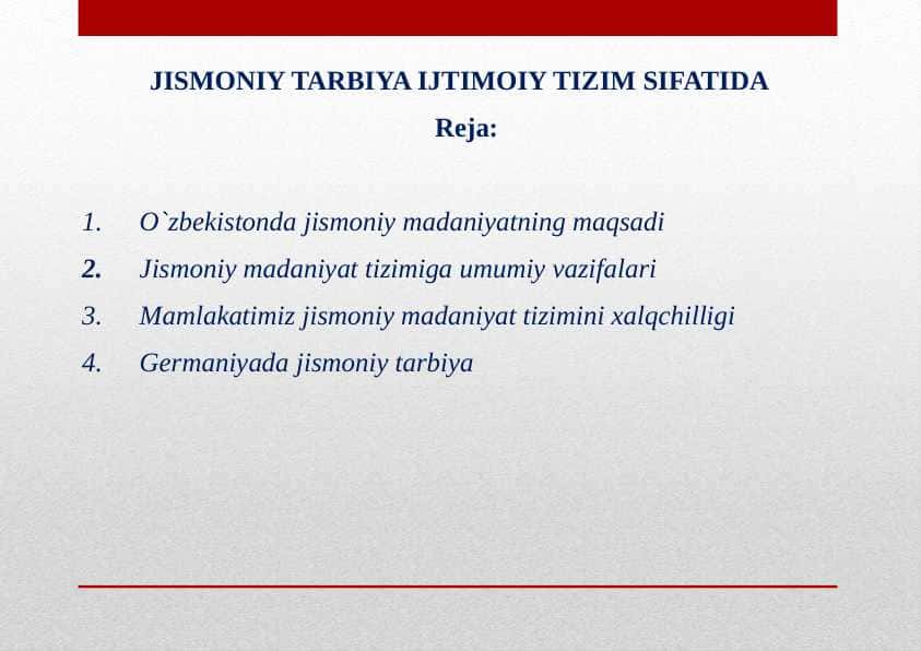 JISMONIY TARBIYA IJTIMOIY TIZIM SIFATIDA