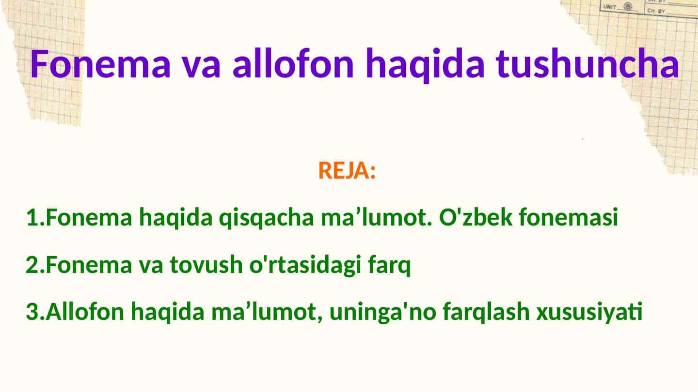 Fonema va allofon haqida tushuncha