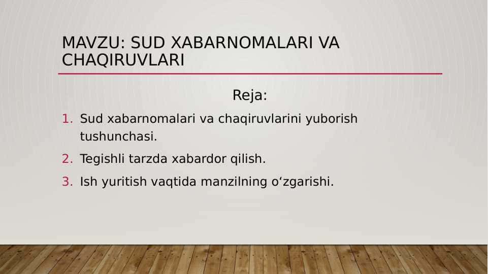 sud xabarnomalari va chaqiruvlari