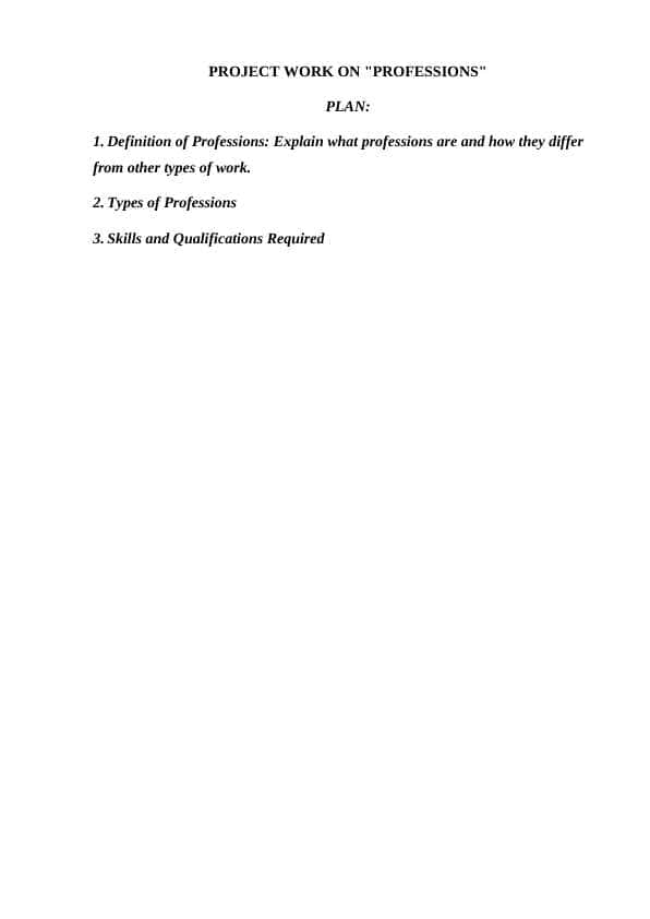 PROJECT WORK ON PROFESSIONS