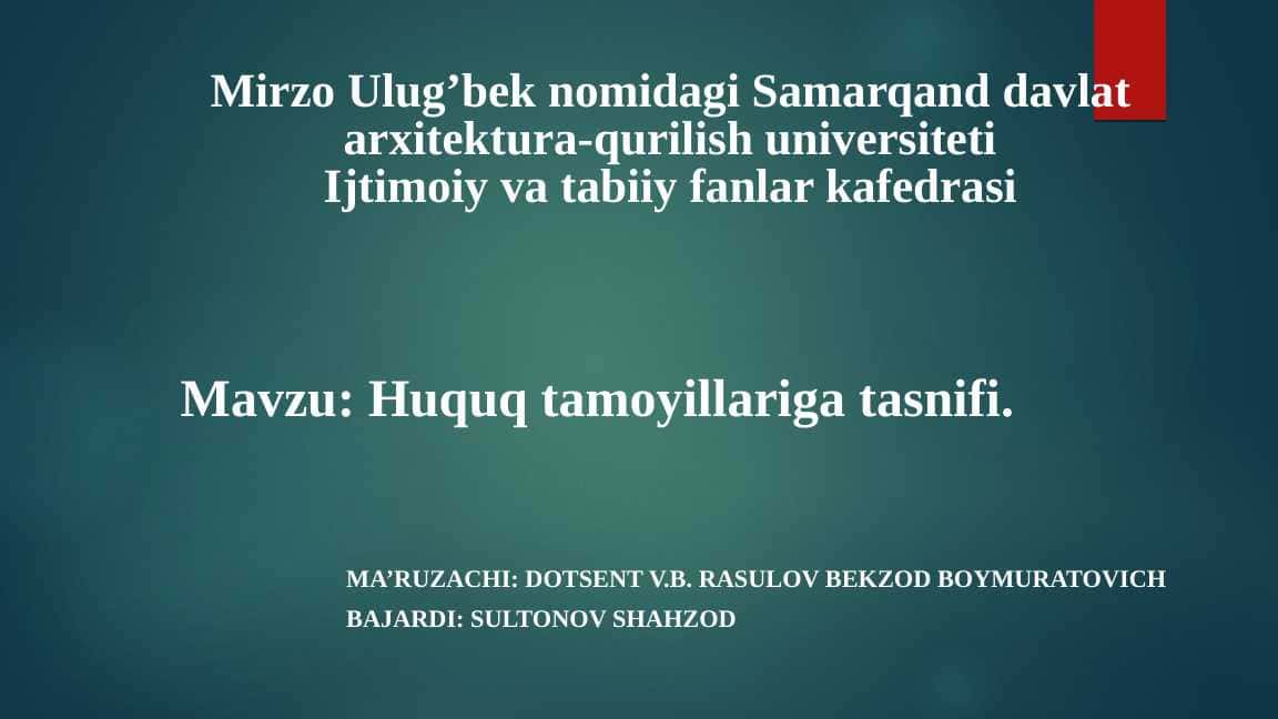 Huquq tamoyillariga tasnifi