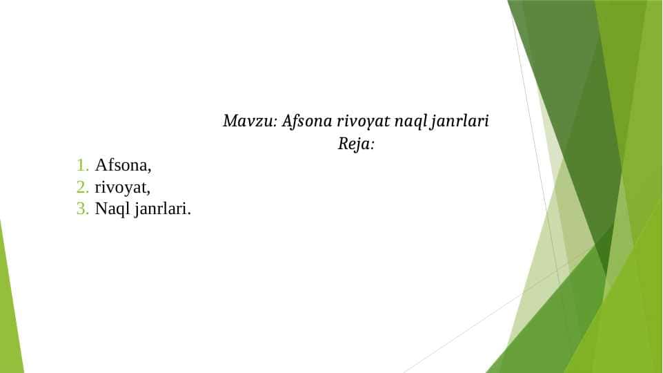 Afsona rivoyat naql janrlari