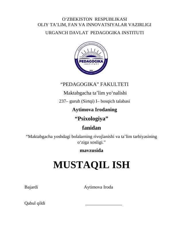 Maktab yoshdagi bolaning psixik rivojlanishida mehnatga bo‘lgan extiyojining psixologik xususiyatlari