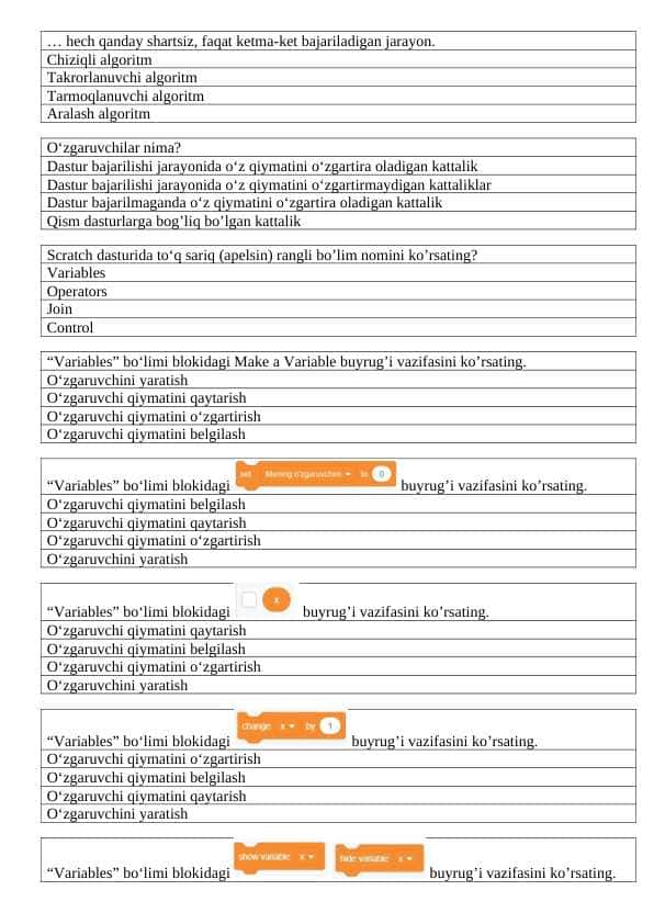 Yangi 6-sinf darslik TEST informatika
