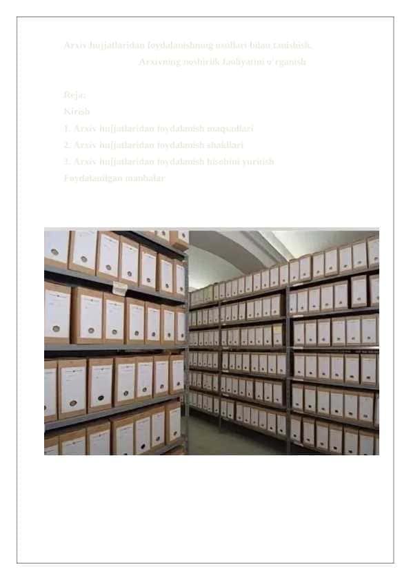 Arxiv hujjatlaridan foydalanishning usullari bilan tanishish.