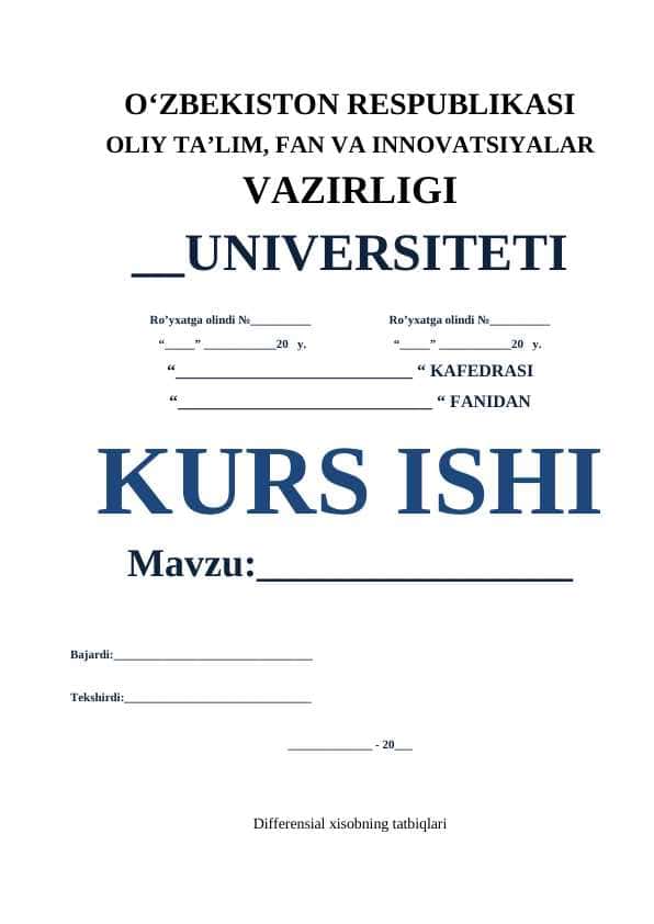Differensial xisobning tatbiqlari