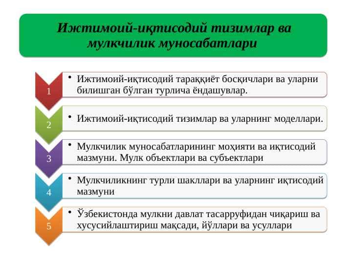 Ижтимоий-иқтисодий тизимлар ва мулкчилик муносабатлари
