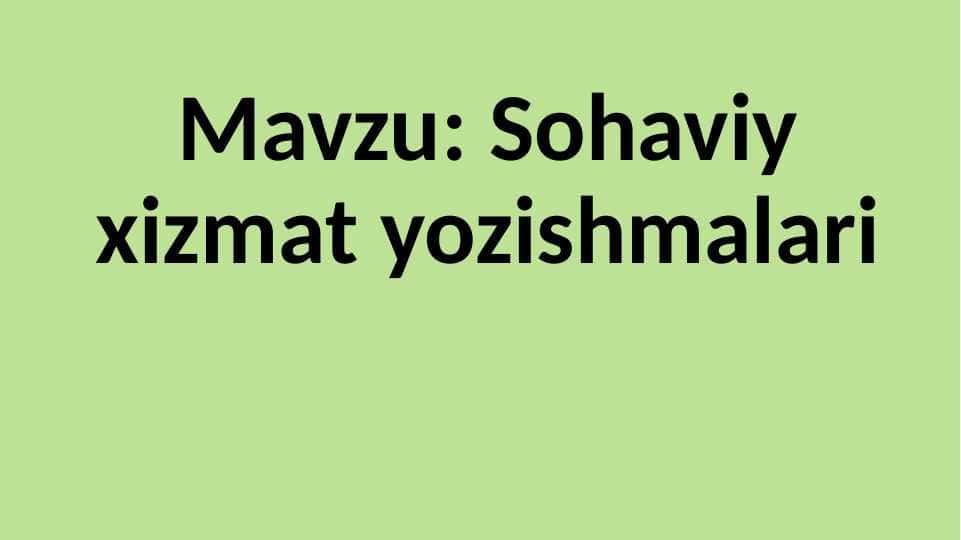 sohaviy xizmat yozishmalari