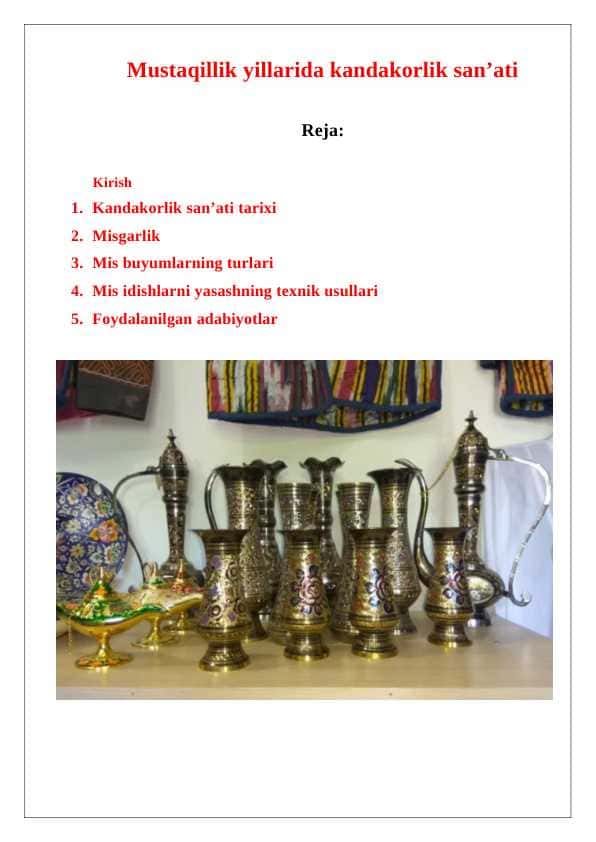 Mustaqillik yillarida kandakorlik san’ati
