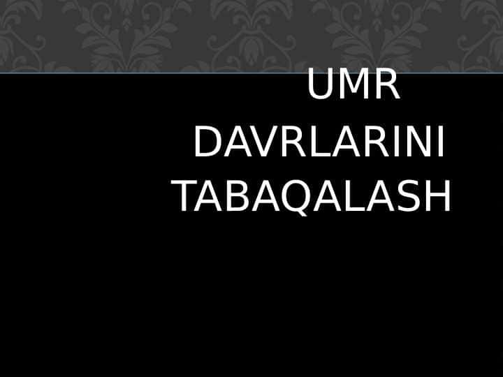 Umr davrlari