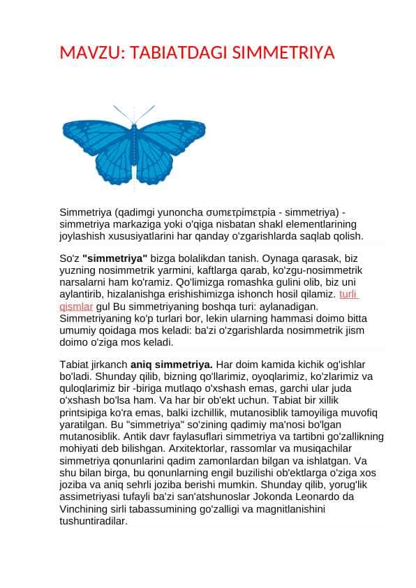 TABIATDAGI SIMMETRIYA