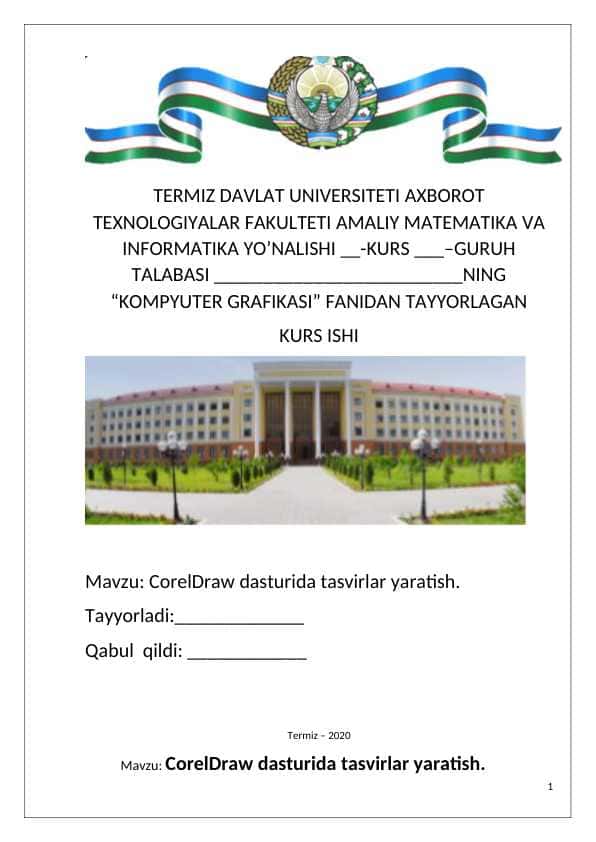 CorelDraw dasturida tasvirlar yaratish