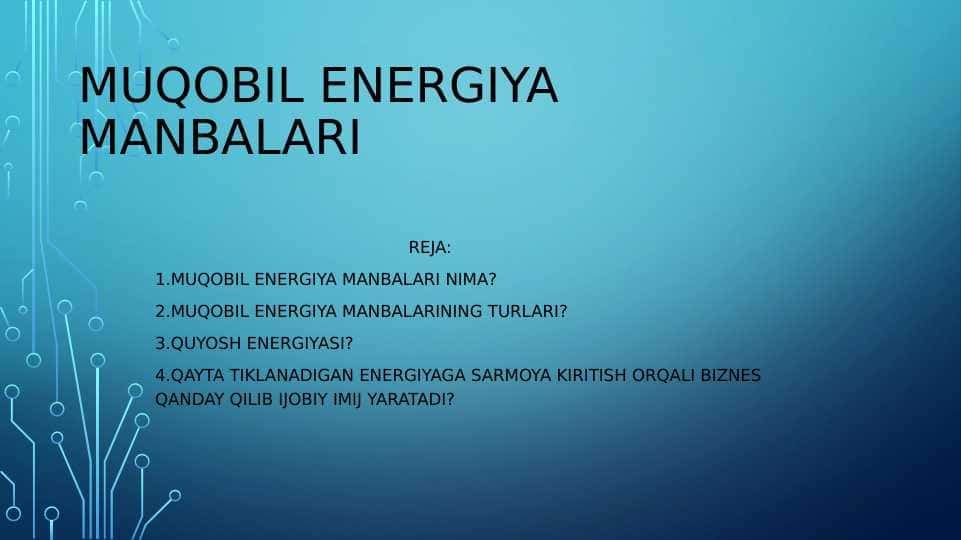 MUQOBIL ENERGIYA MANBALARI