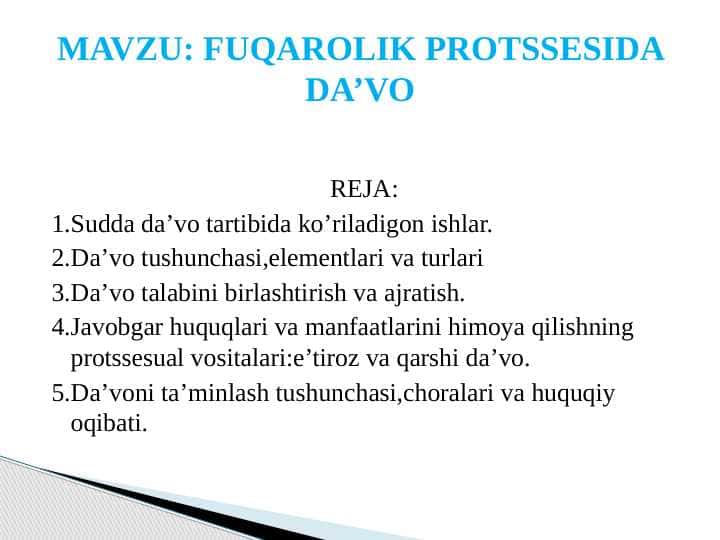 Fuqarolik protssesida da'vo