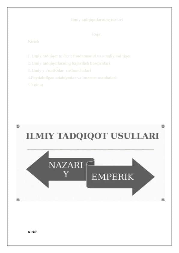 Ilmiy tadqiqotlarning turlari