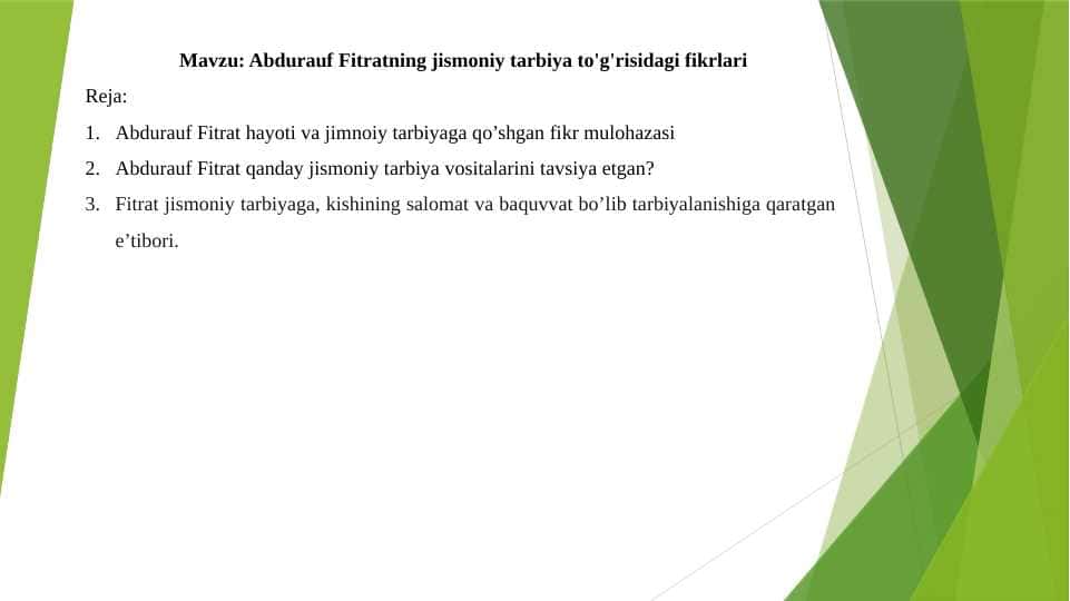 Abdurauf Fitratning jismoniy tarbiya to'g'risidagi fikrlari