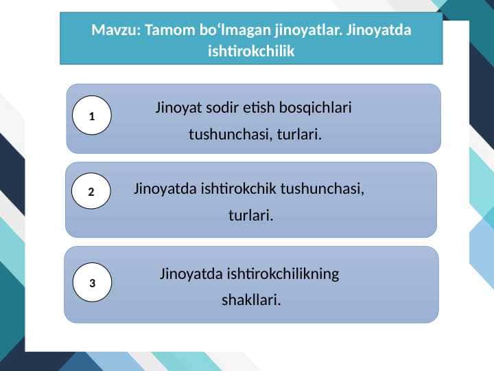 Tamom boʻlmagan jinoyatlar. Jinoyatda ishtirokchilik